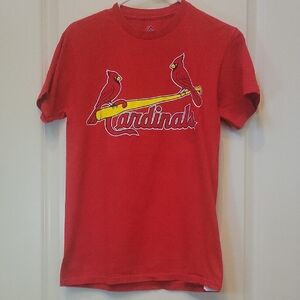Unisex KID SMALL Red MLB CARDINALS Logo Short Sleeve Tee Majestic
